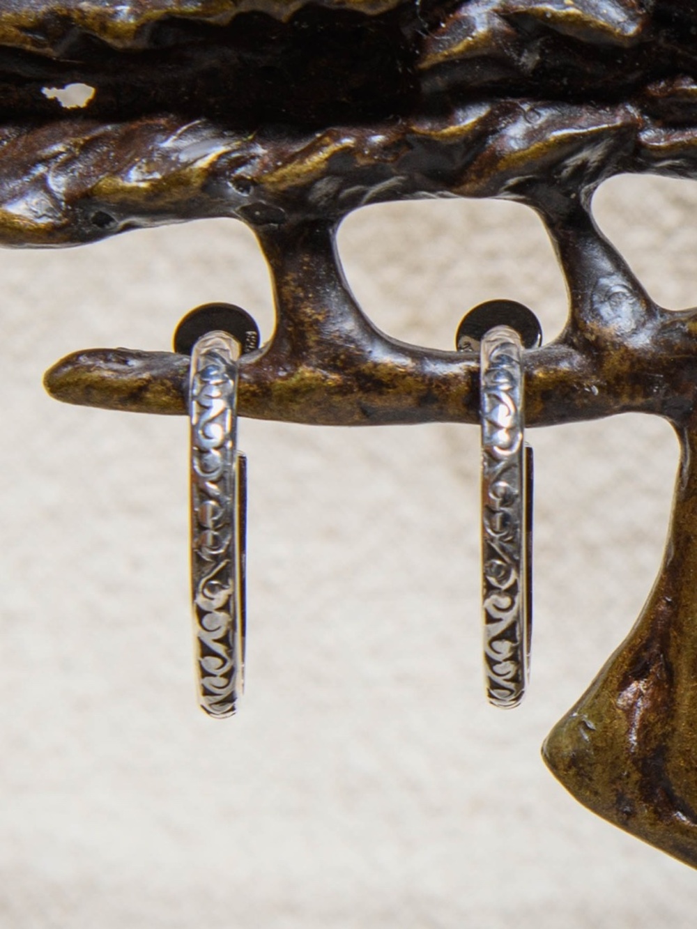 Vintage Lois Hill Sterling Silver Scroll Hoop Earrings